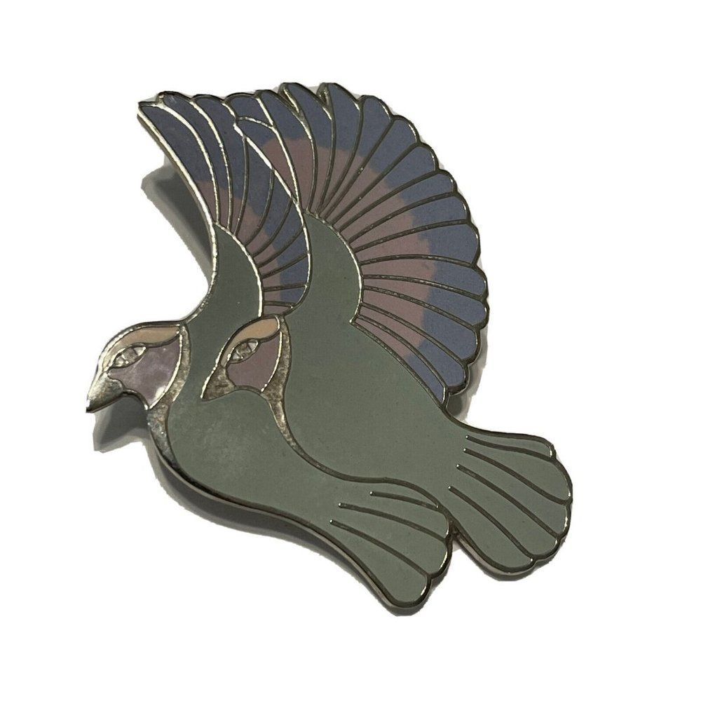Vintage LAUREL BURCH Hummingbirds Enamel Cloisonné  Brooch Pin pendant Birds